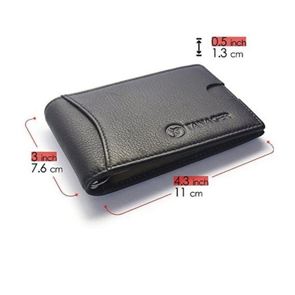 Tanager USA Mens Leather Wallet Black RFID Front Pocket Money Clip W/ Gift Box - Picture 3 of 4